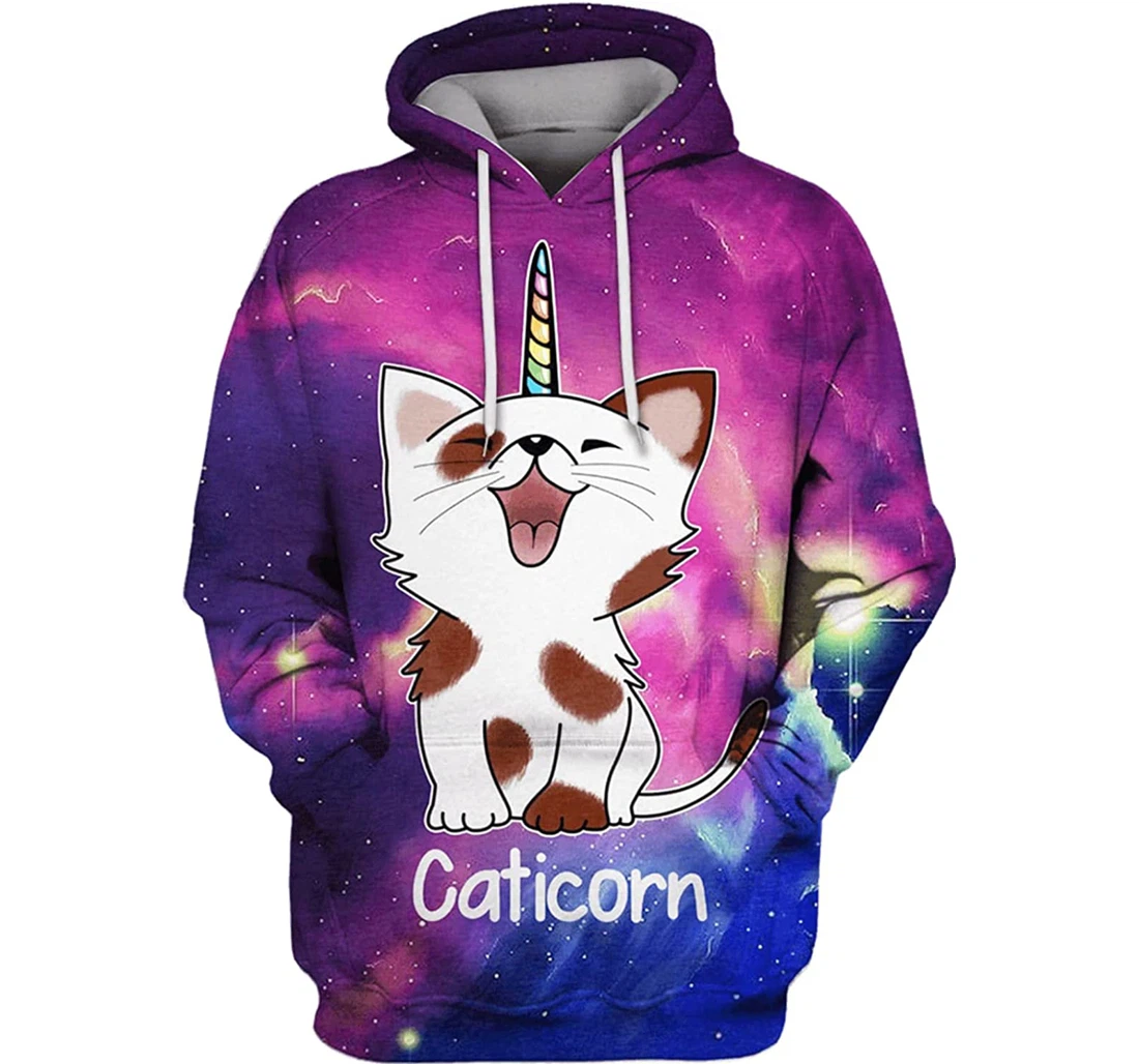 Galaxy Caticorn - 3D Printed Pullover Hoodie