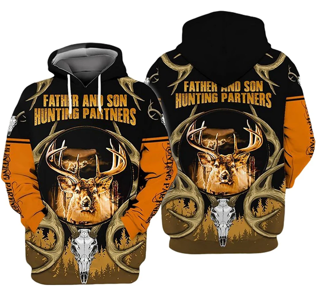 Deer Father Son Hunting Partners - 3D Printed Pullover Hoodie