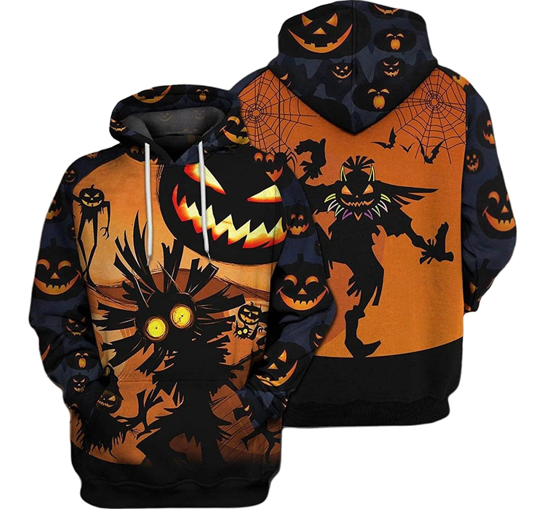 Skull Halloween Horror Pumpkin - 3D Printed Pullover Hoodie