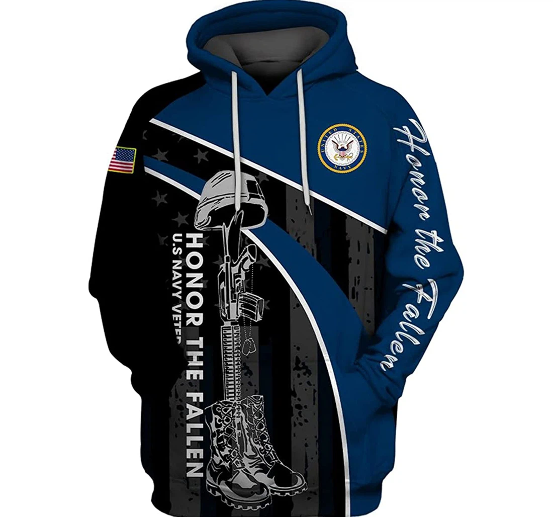 Us Navy Veteran Special Collection Blue - 3D Printed Pullover Hoodie