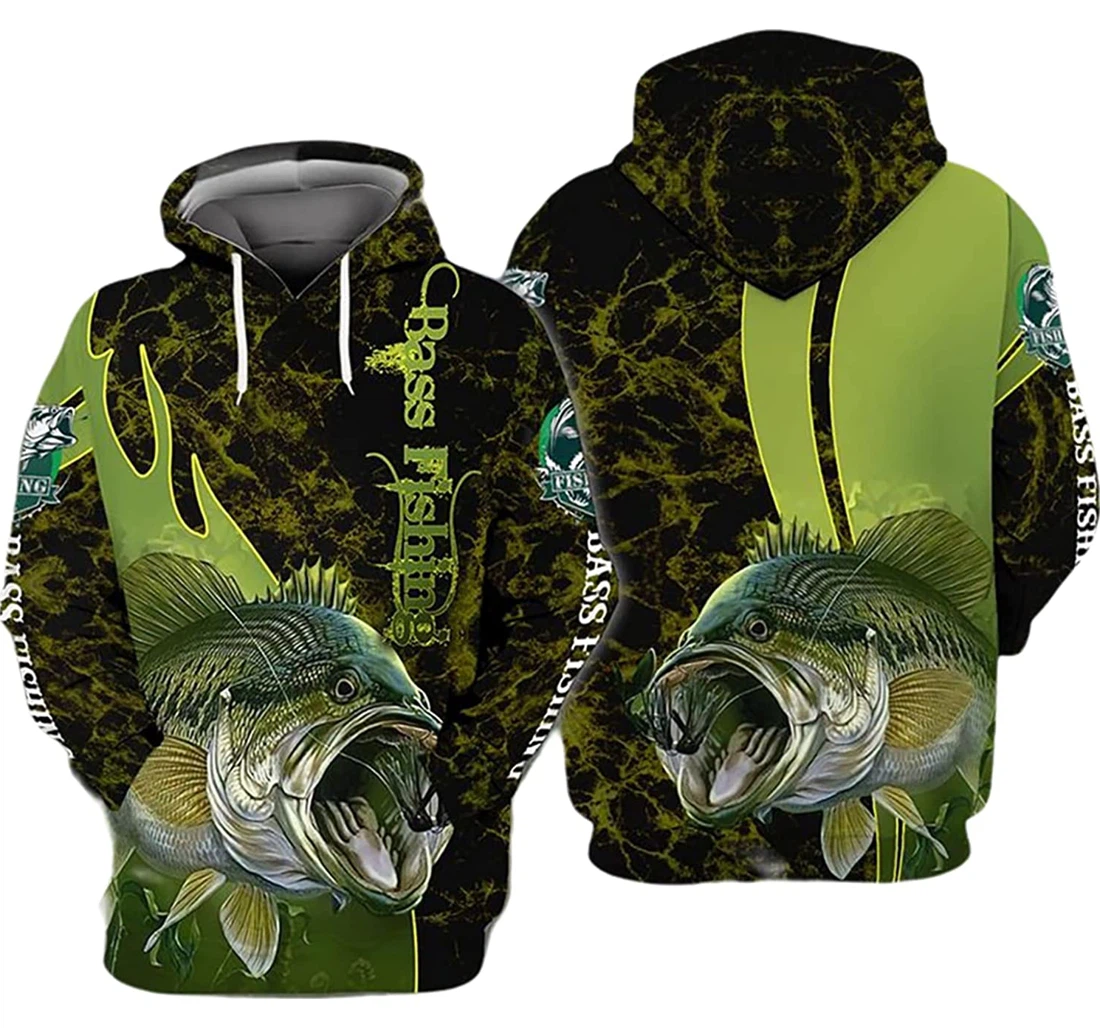 Bass Fishing - 3D Printed Pullover Hoodie