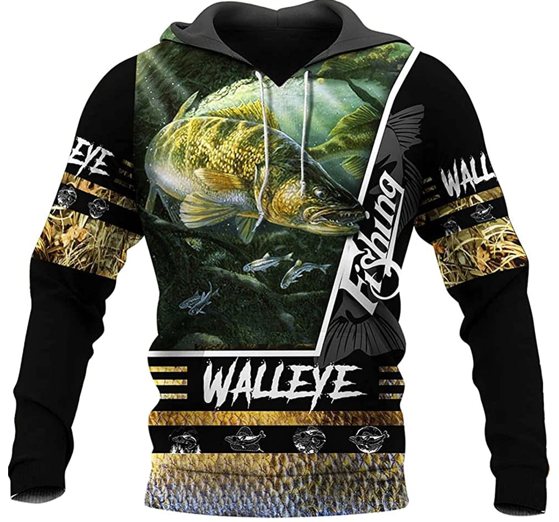 Love Walleye Fishing - 3D Printed Pullover Hoodie