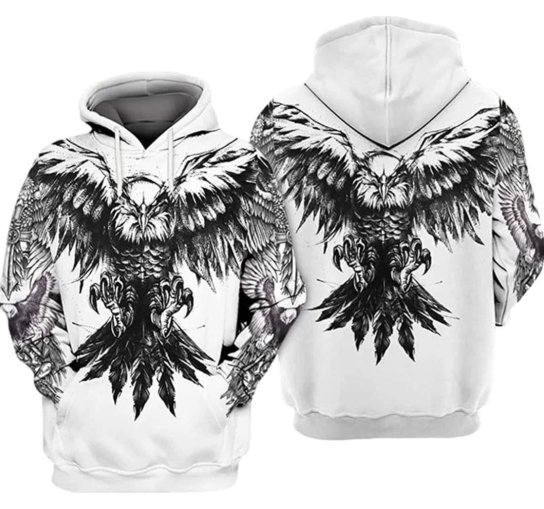 Eagle White Art - 3D Printed Pullover Hoodie