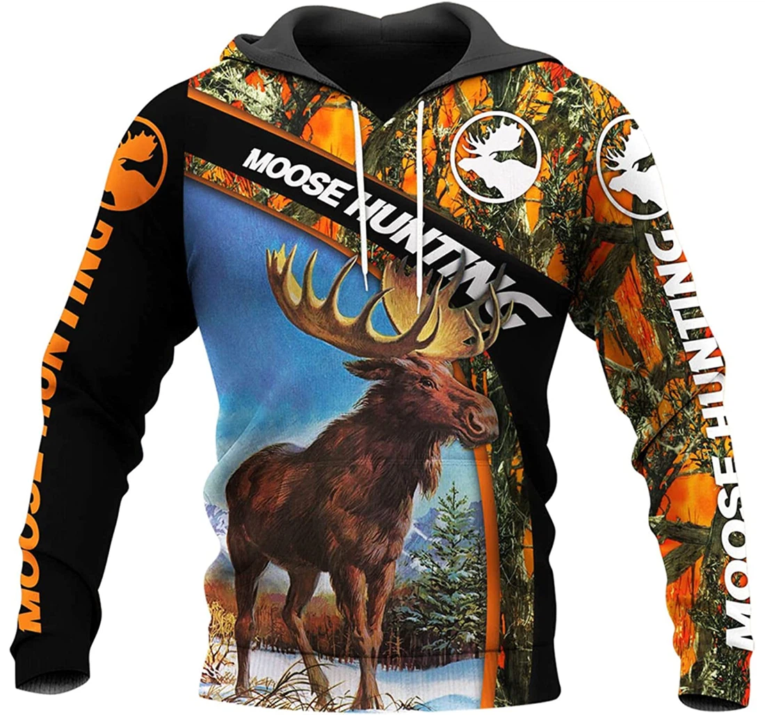 Moose Hunting - 3D Printed Pullover Hoodie