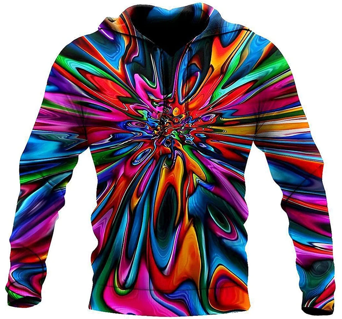 Hippie Colorful Maigical - 3D Printed Pullover Hoodie