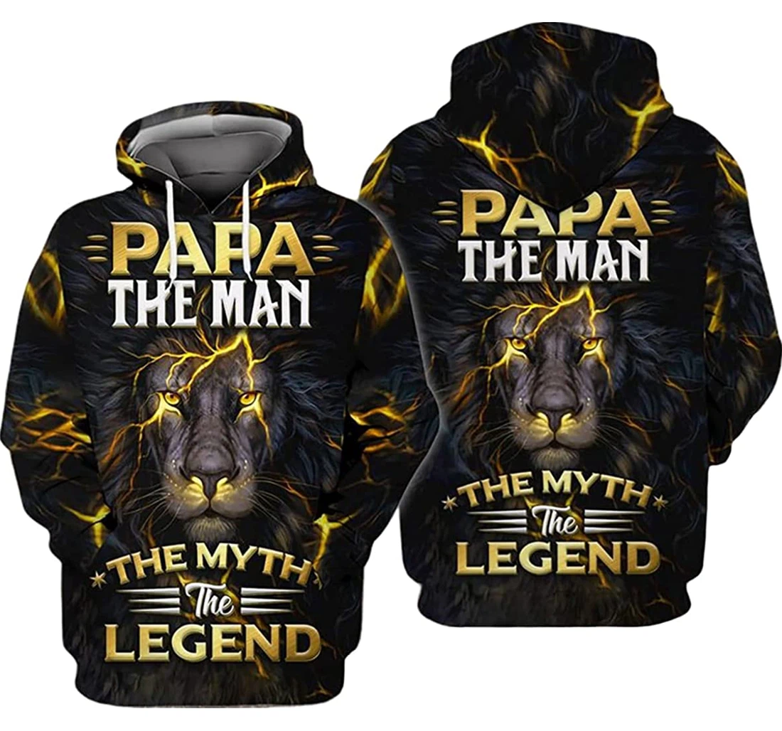 Happy Father's Day Lion Papa The Man The Myth The Legend - 3D Printed Pullover Hoodie