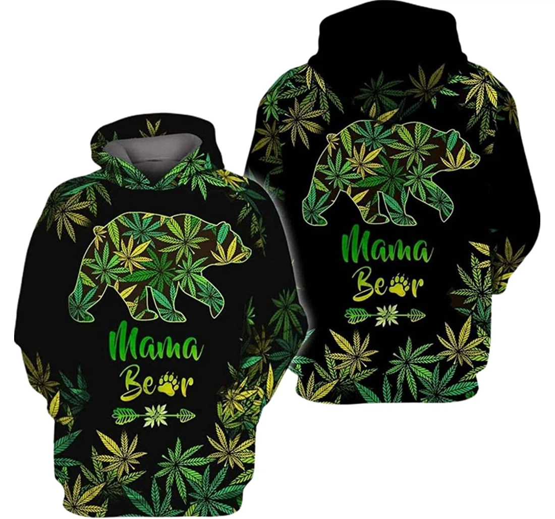 Weed Mama Bear Mother's Day - 3D Printed Pullover Hoodie