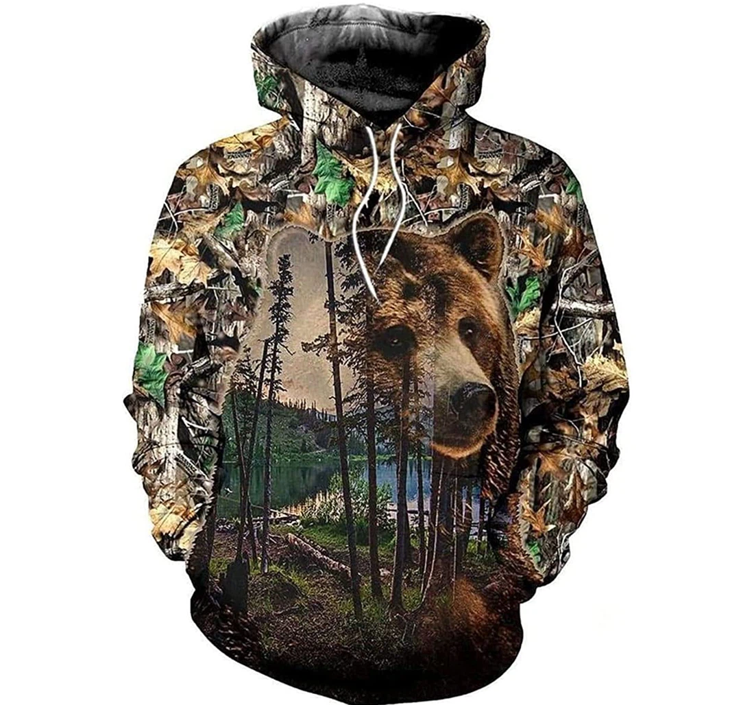 Bear Forest Wild Art - 3D Printed Pullover Hoodie