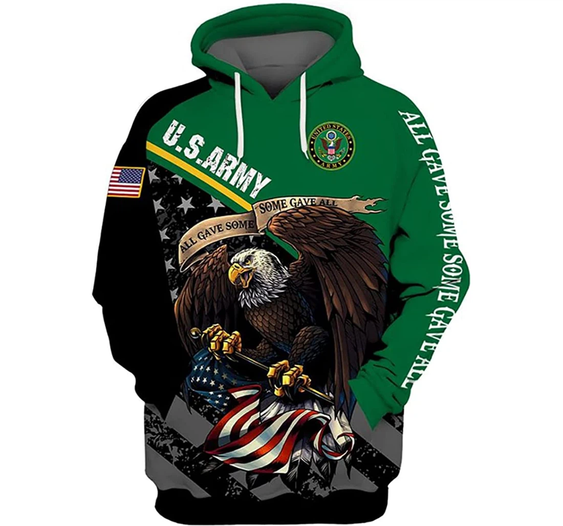 U.s Army All Gave Some Some Gave All Eagle Art Green Color - 3D Printed Pullover Hoodie