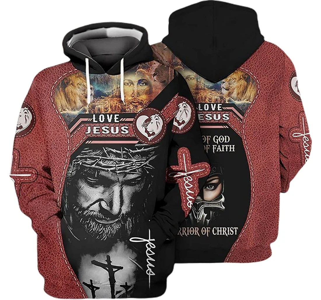 Jesus Love Jesus A Child Of God A Warrior Of Christ - 3D Printed Pullover Hoodie