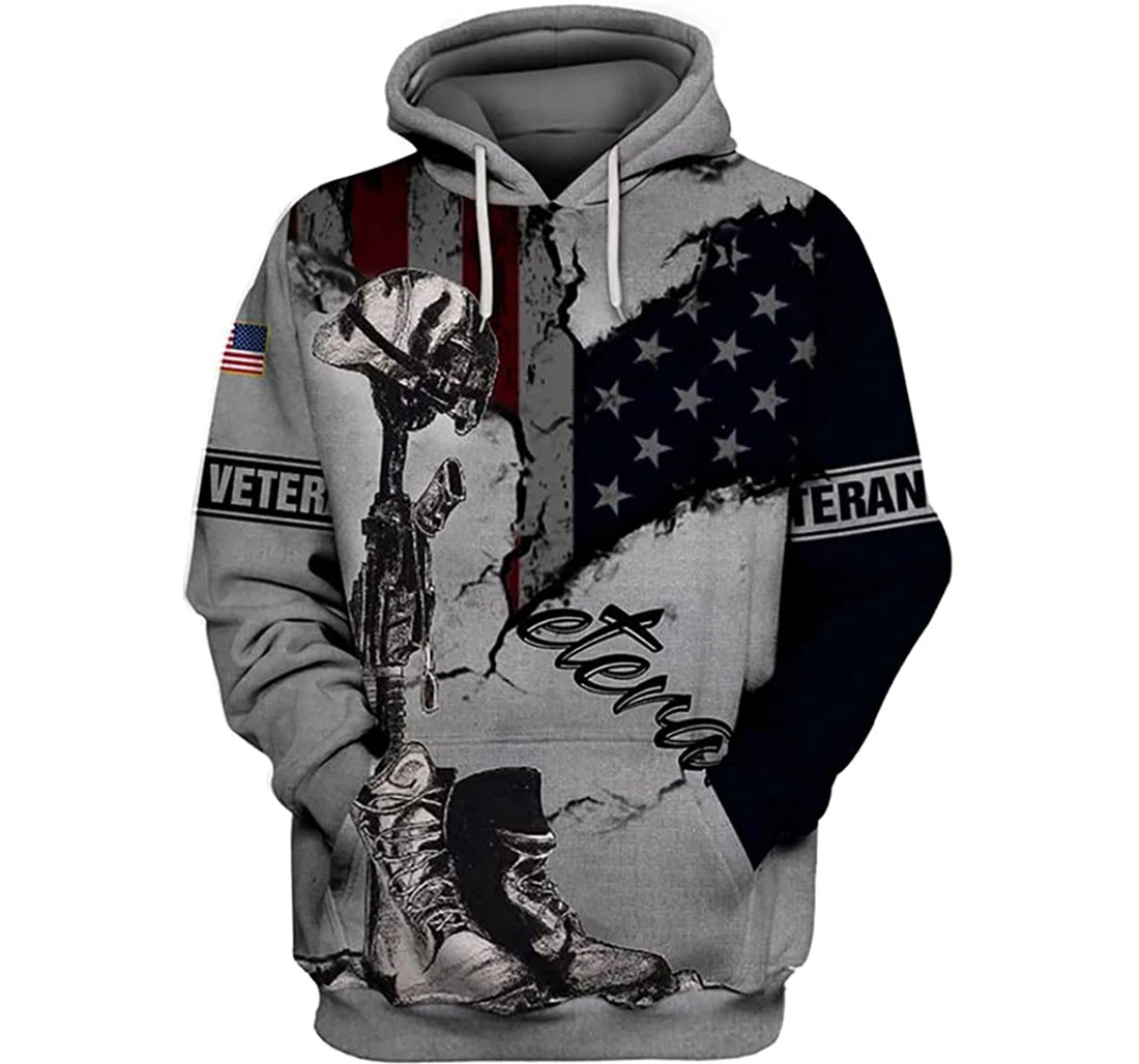 U.s Veterans Broken Stone Wall - 3D Printed Pullover Hoodie