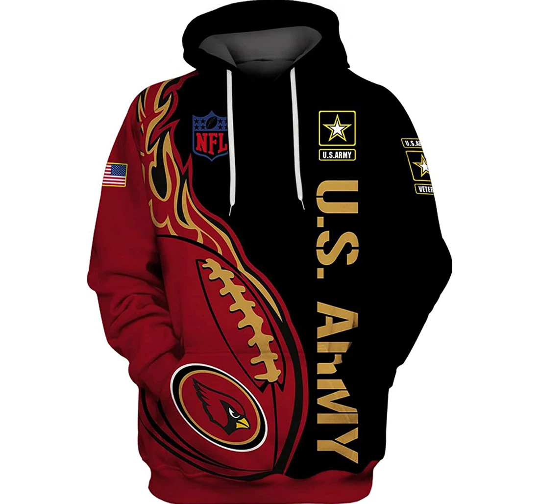 Us Army Fire Rugby Ball - 3D Printed Pullover Hoodie