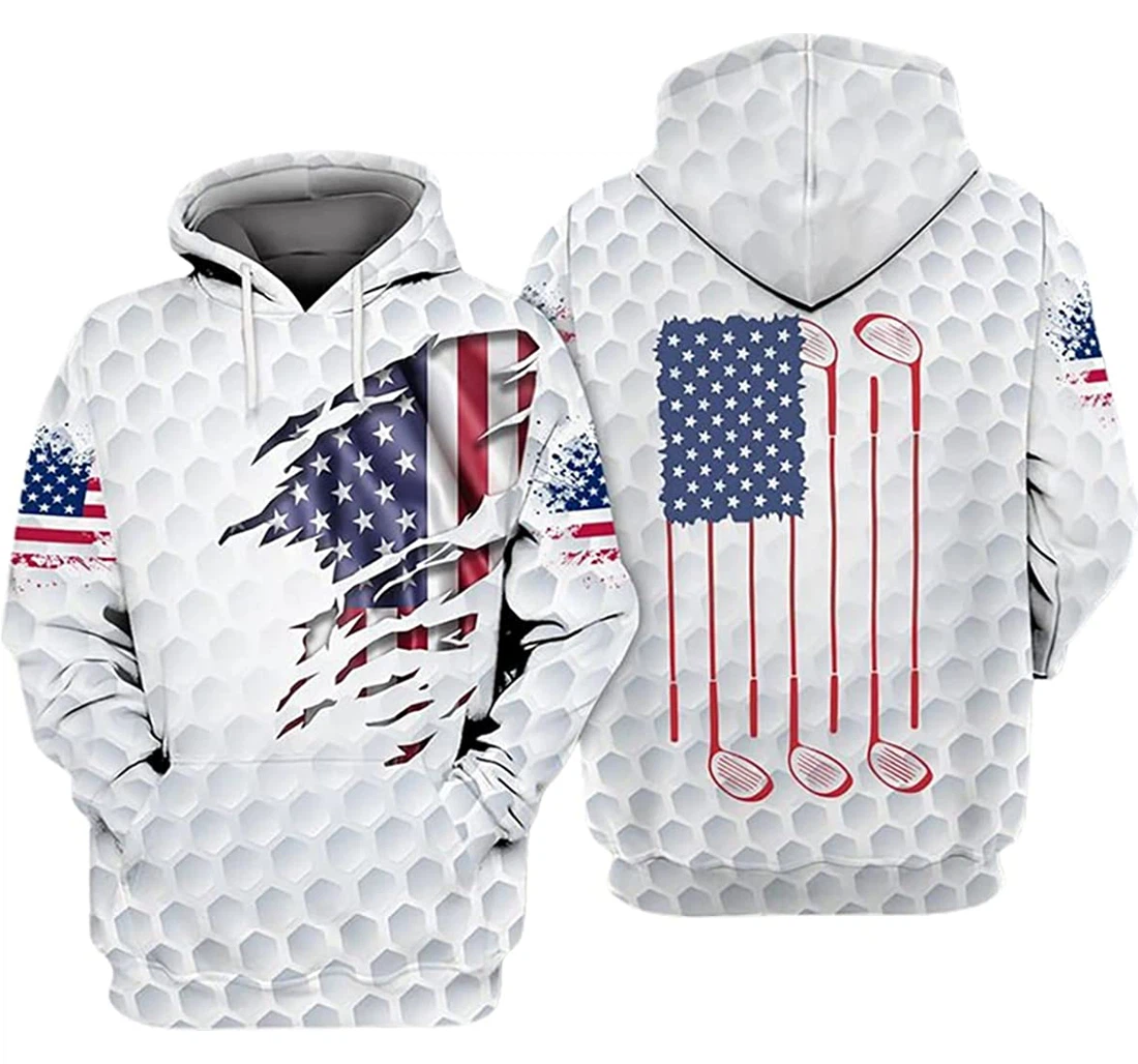 Golf Crack Us Flag - 3D Printed Pullover Hoodie