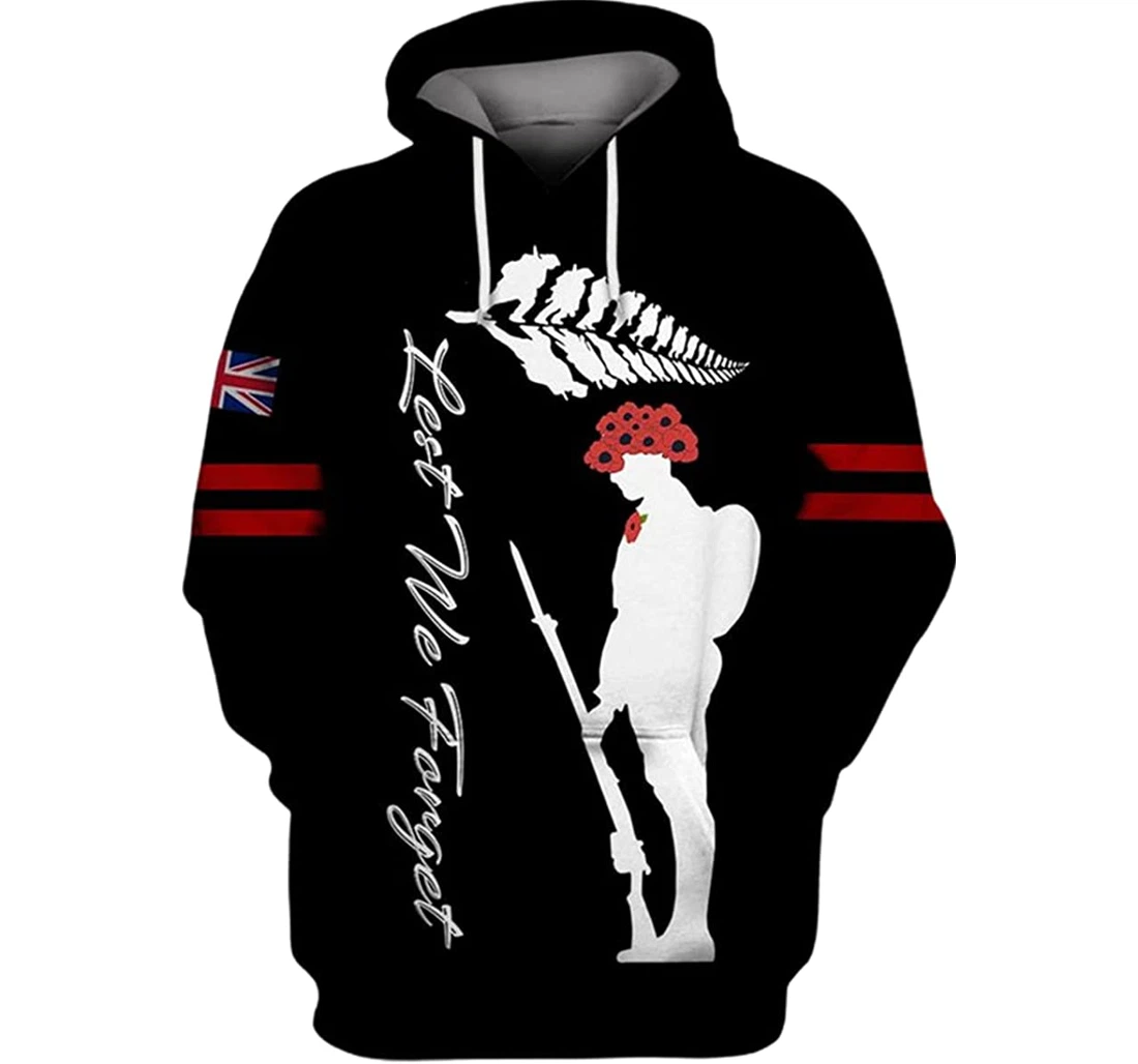 Uk Veteran Flag Lest We Forget - 3D Printed Pullover Hoodie