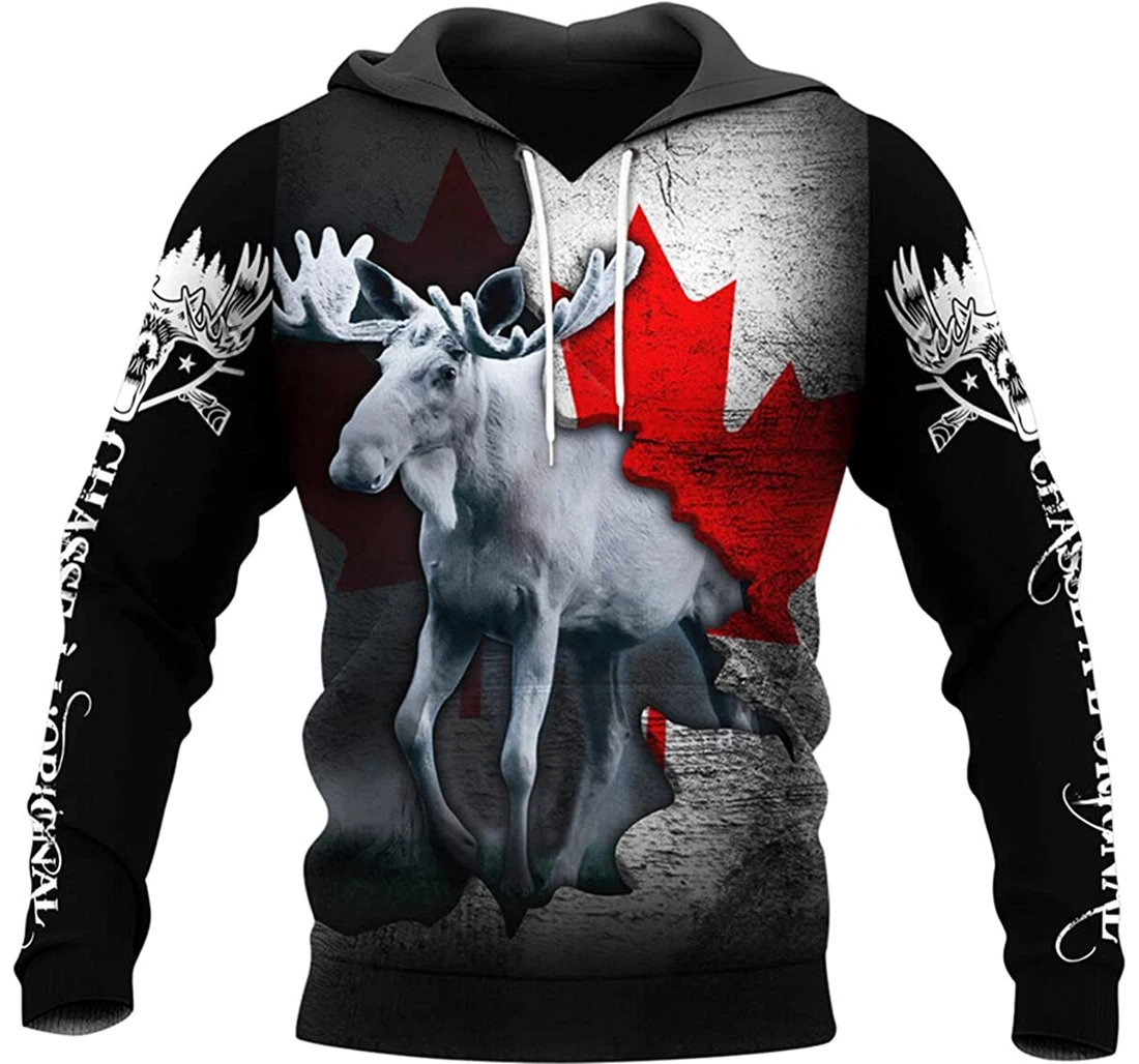 Love Moose Hunting Canada - 3D Printed Pullover Hoodie