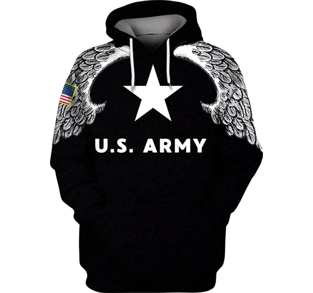 Us Army Veterann Flag Strong Wings - 3D Printed Pullover Hoodie