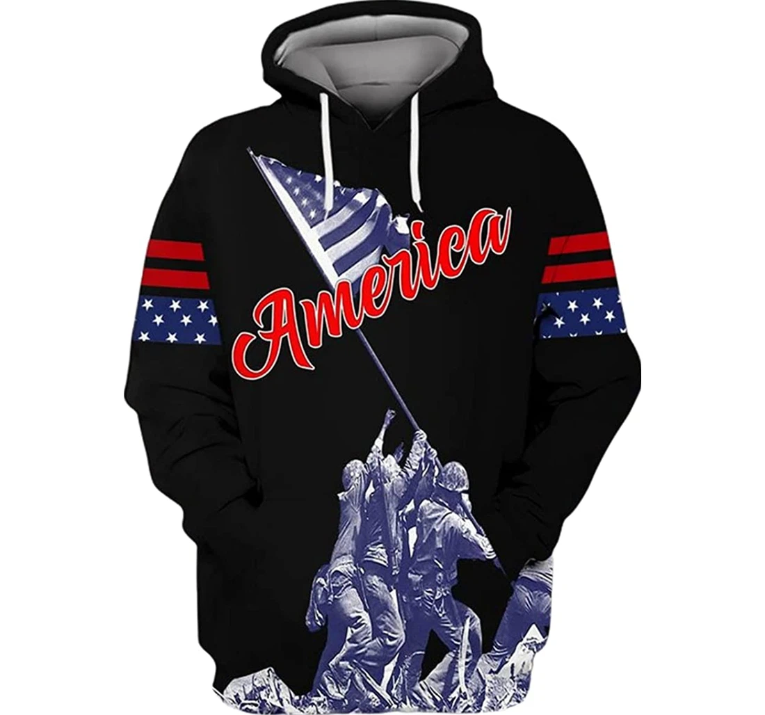 Us Army Veteran America Flag There's A Bunch Of Us Old Man 2 - 3D Printed Pullover Hoodie