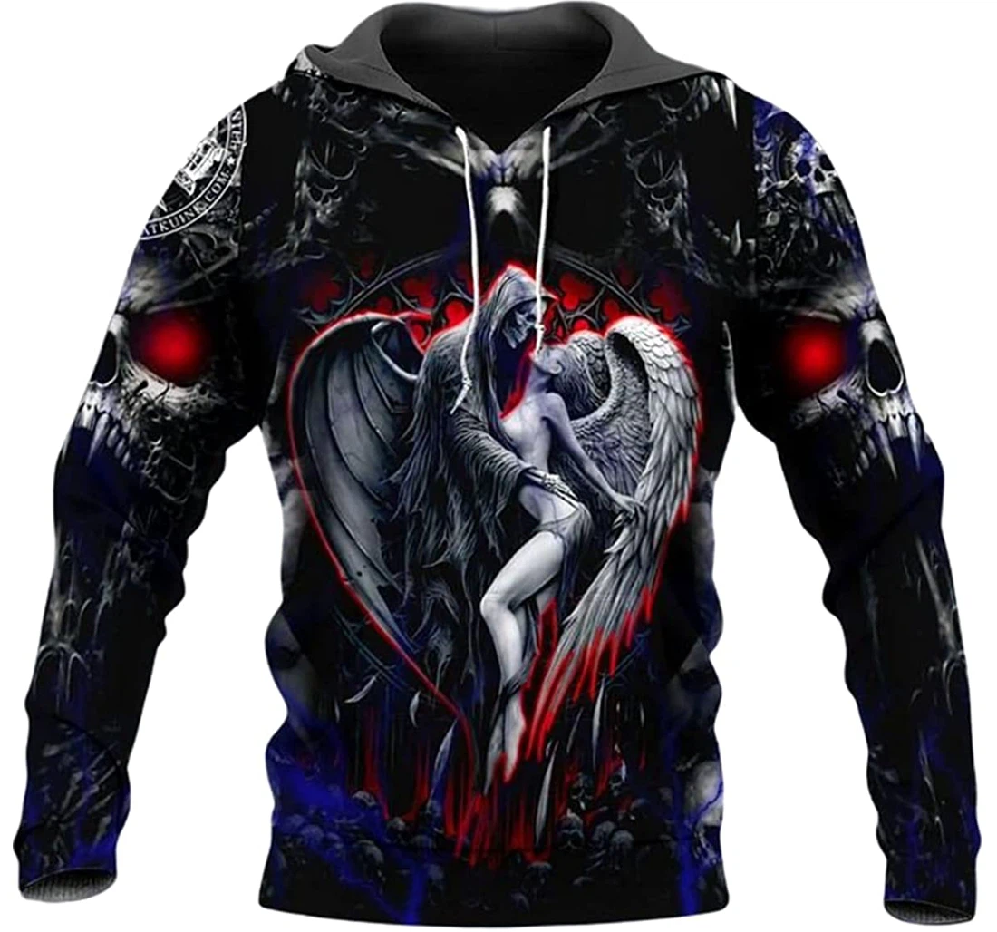 Skull Couple Death Angel - 3D Printed Pullover Hoodie