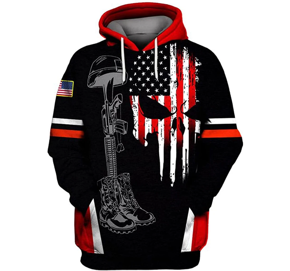 America Veteran Served Sacrificed Regret Nothing I'm A Proud Army Veteran Skull Eagle - 3D Printed Pullover Hoodie