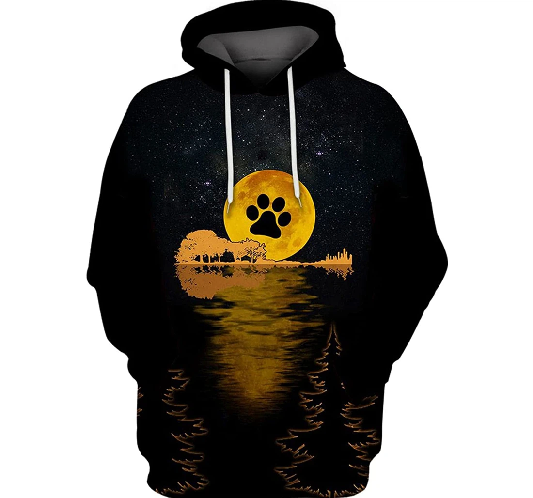 I Love Labrador Retrievers Moon Paw Background - 3D Printed Pullover Hoodie