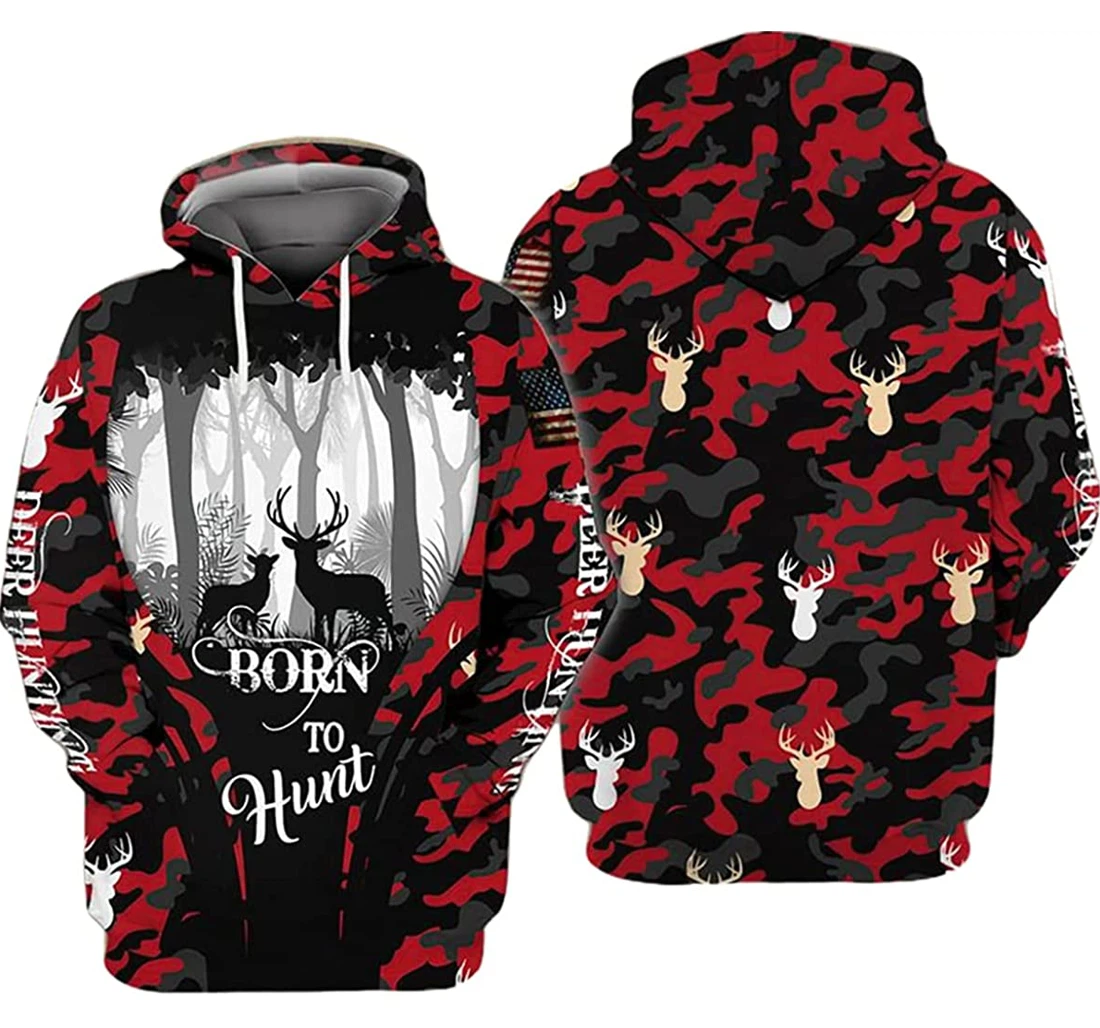 Born To Hunt Deer Camo - 3D Printed Pullover Hoodie