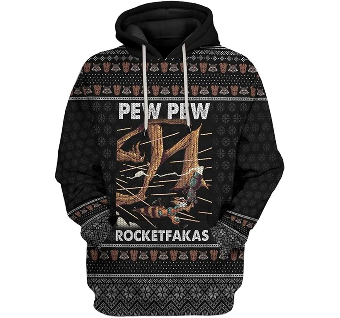 Pew Pew Rocket Fakes S - And - 3D Printed Pullover Hoodie