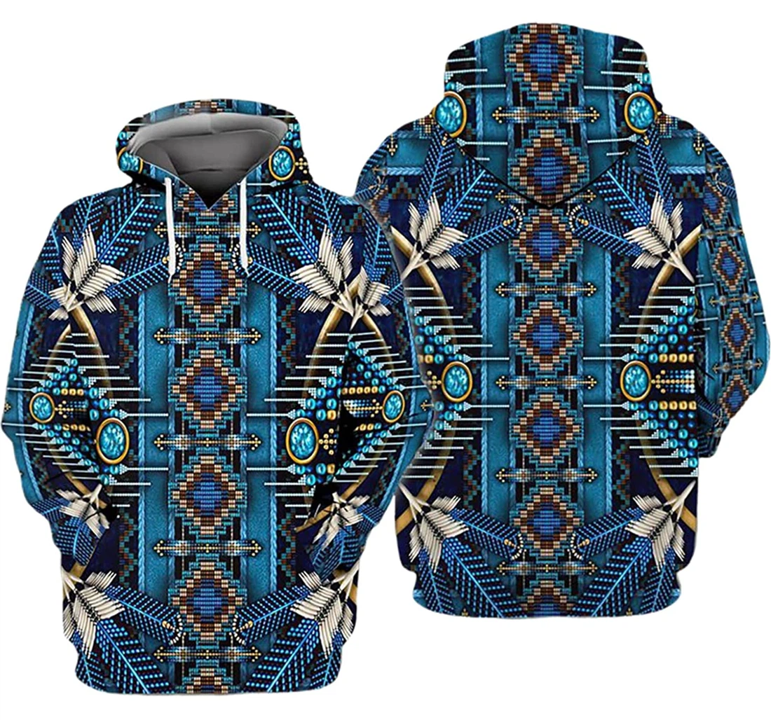 Blue Native Pattern S - And - 3D Printed Pullover Hoodie