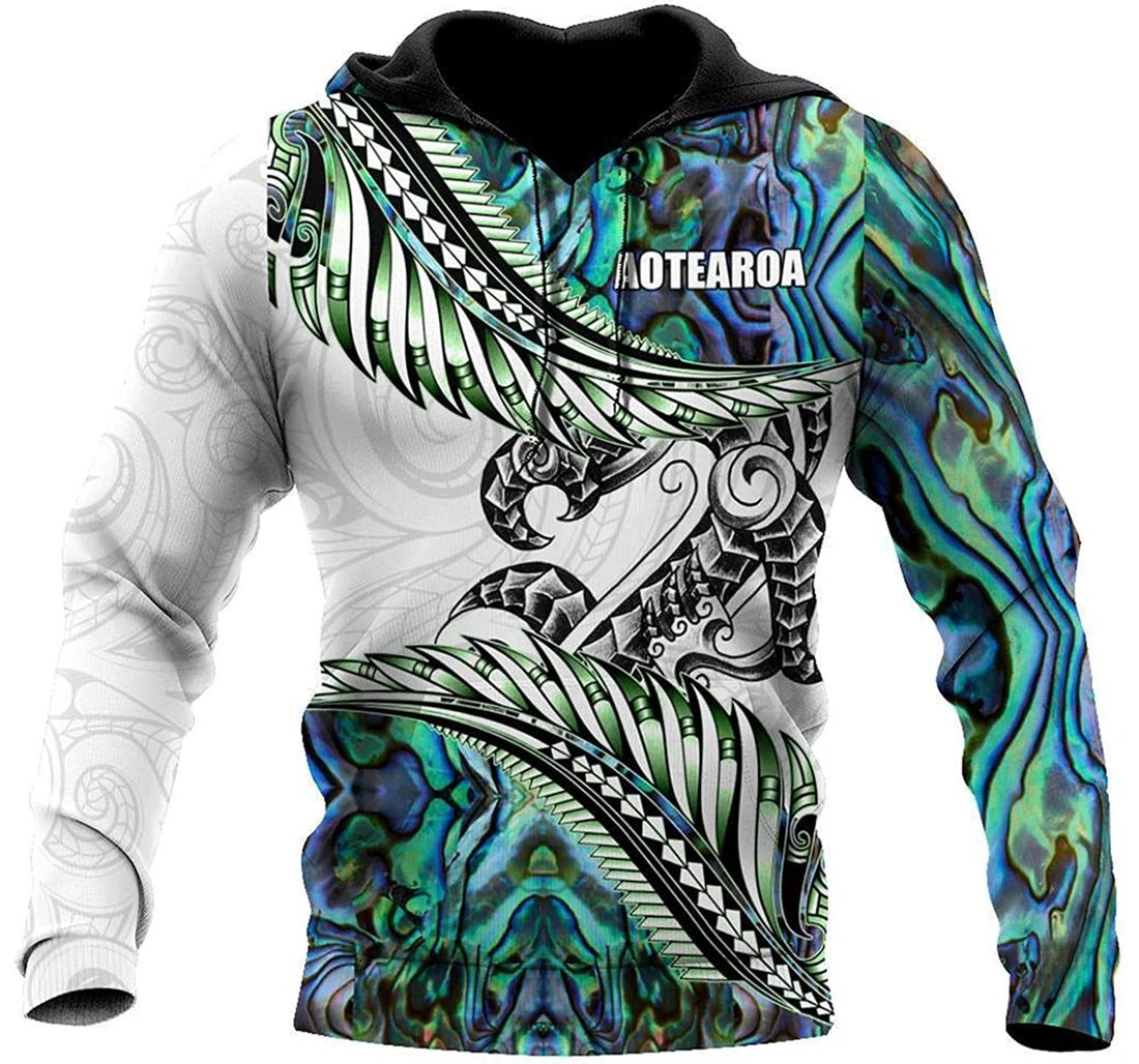 Aotearoa Silver Fern Mania Paua Shell S - And - 3D Printed Pullover Hoodie