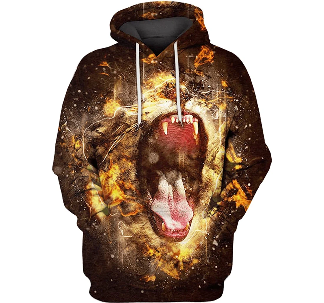 Roaring Lion Fire S - And - 3D Printed Pullover Hoodie