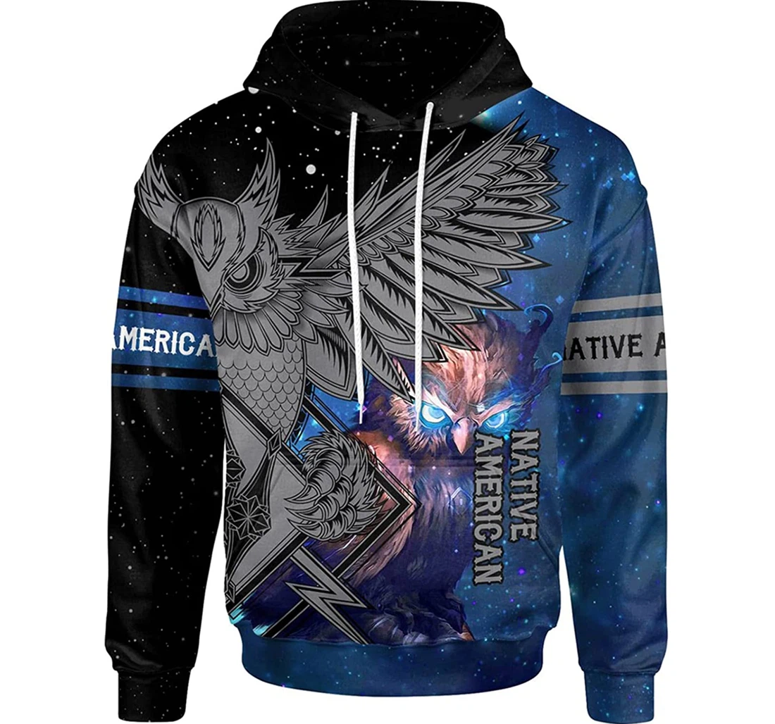 Native American Great Horned Owl S - And - 3D Printed Pullover Hoodie