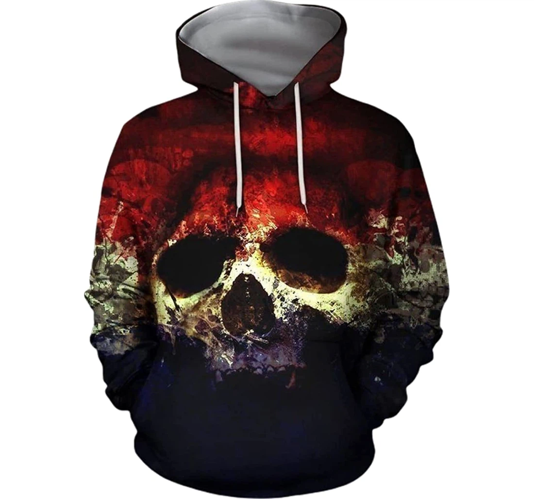 And White Skull And - 3D Printed Pullover Hoodie