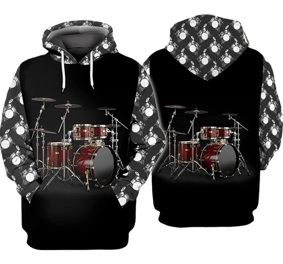 Playing Drum And - 3D Printed Pullover Hoodie