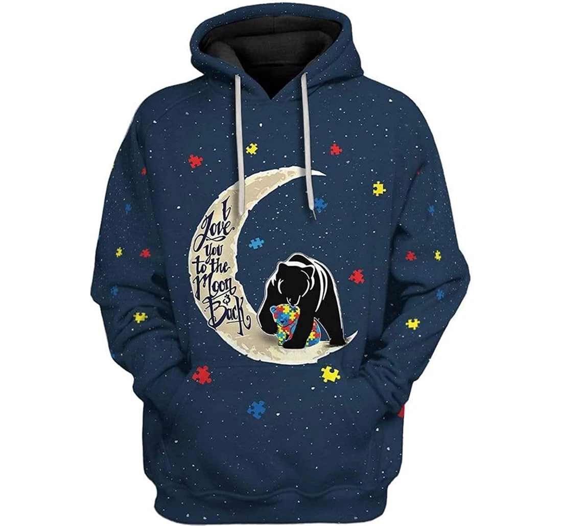 Autism Mom I Love You To The Moon And Back S - And - 3D Printed Pullover Hoodie