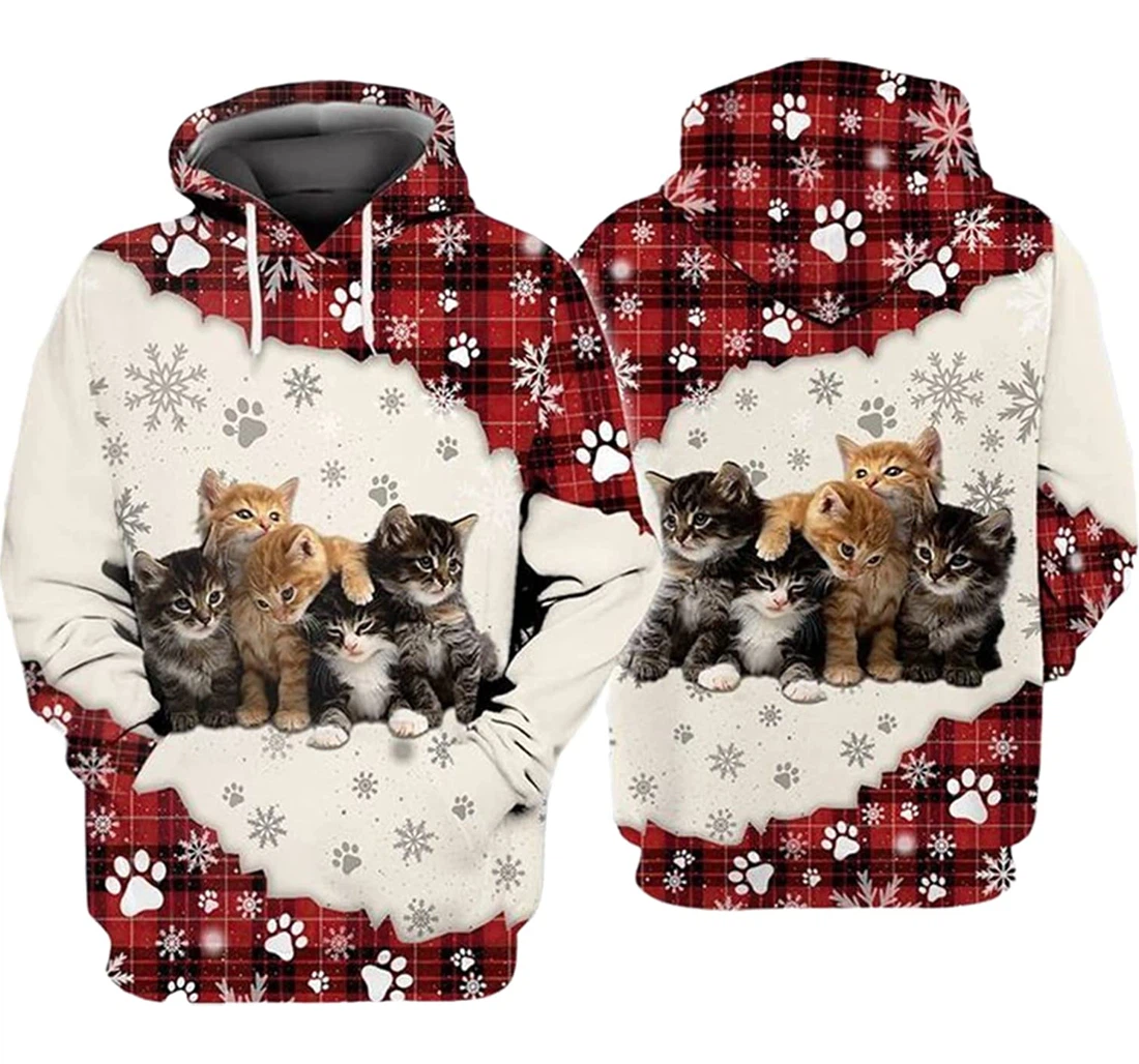 Cat Kitten Red And - 3D Printed Pullover Hoodie