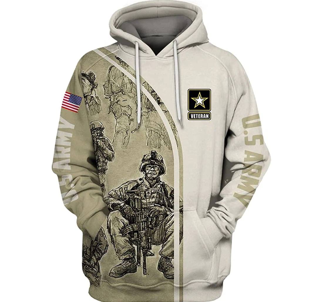 Army Veteran Soldier White Color - 3D Printed Pullover Hoodie