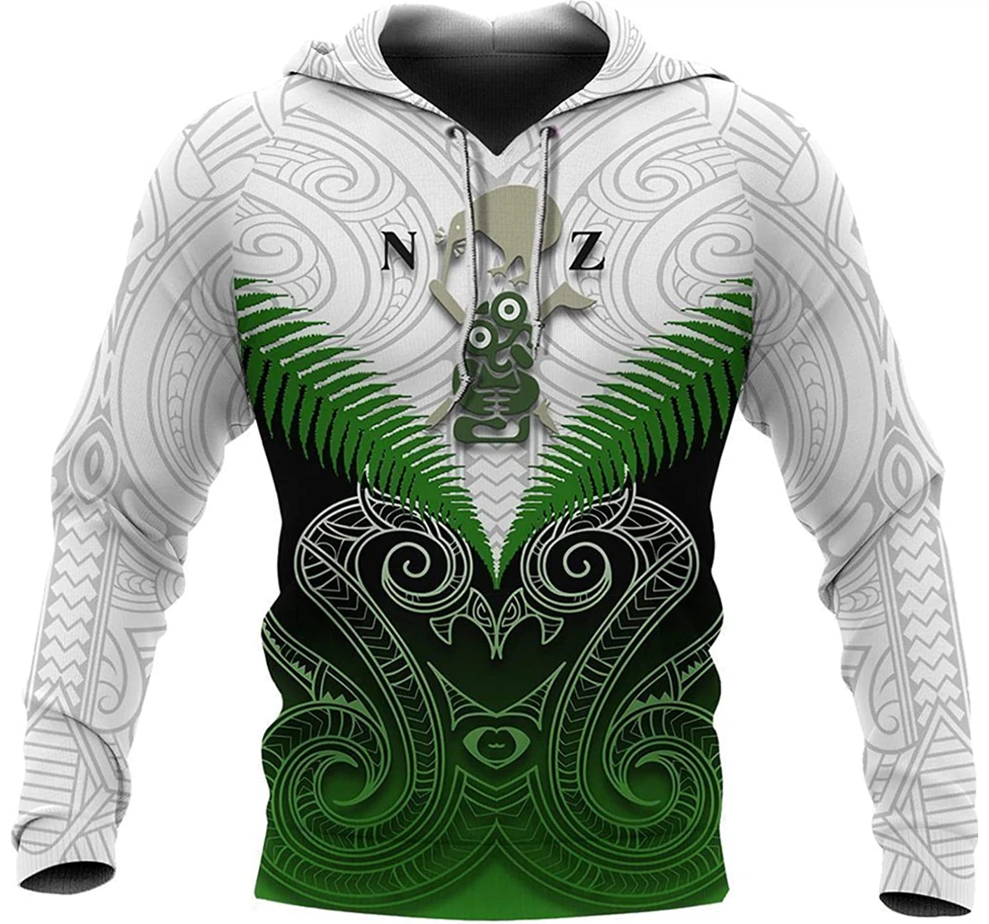 Maori Mandala Green Rugby And - 3D Printed Pullover Hoodie