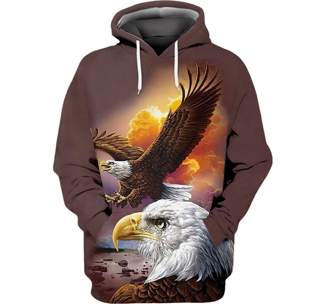 Eagle In Sunset And - 3D Printed Pullover Hoodie