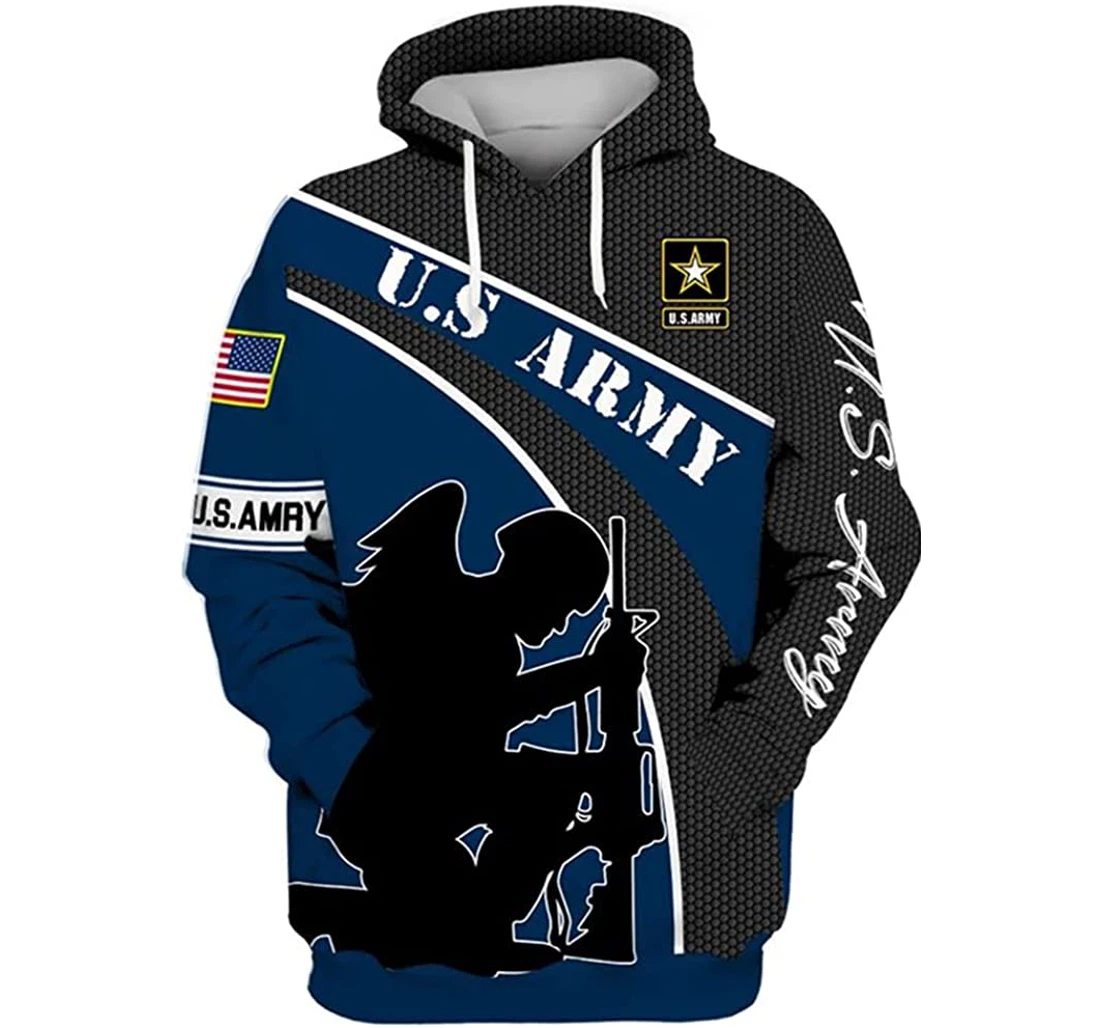 U.s Army Solder Wing Blue - 3D Printed Pullover Hoodie