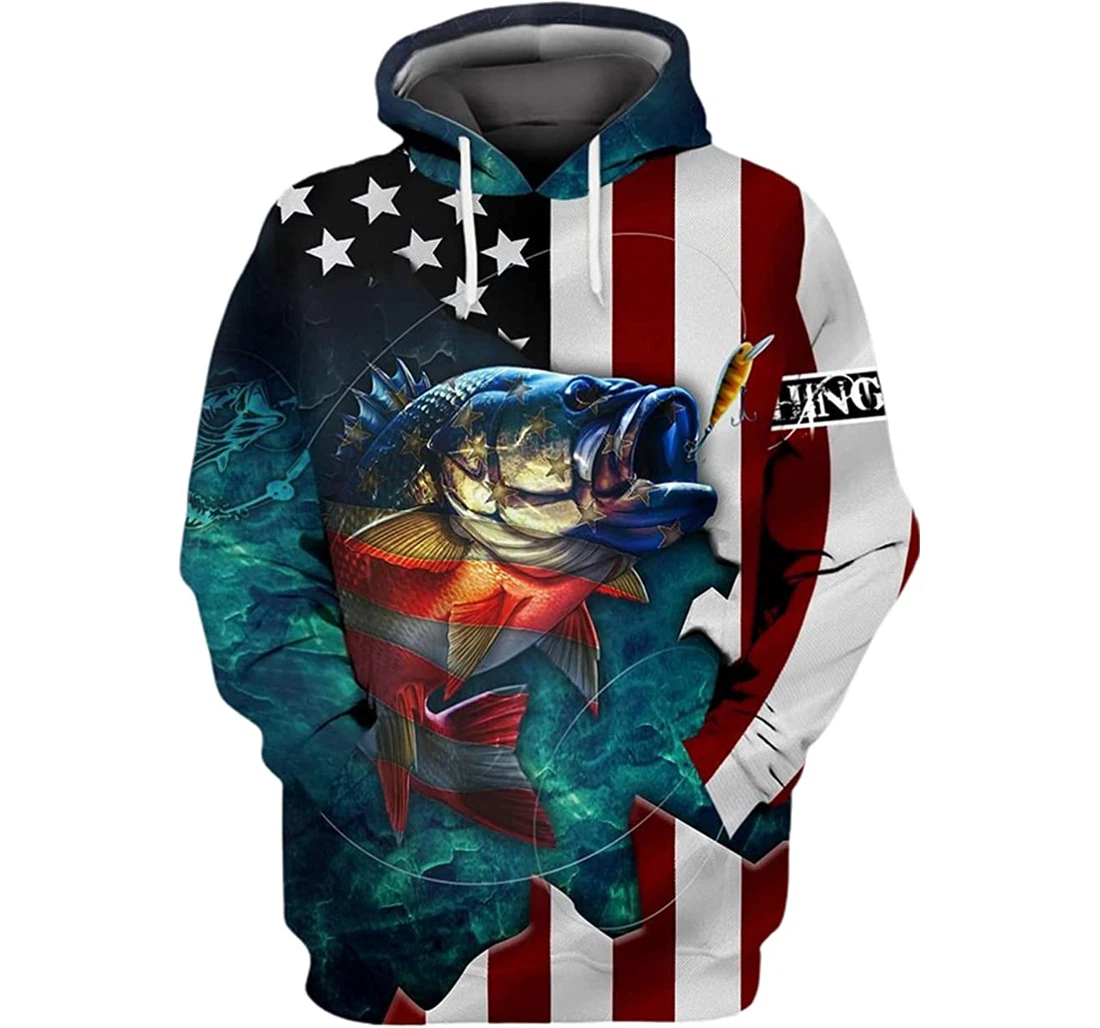 Us Bass Fishing - 3D Printed Pullover Hoodie