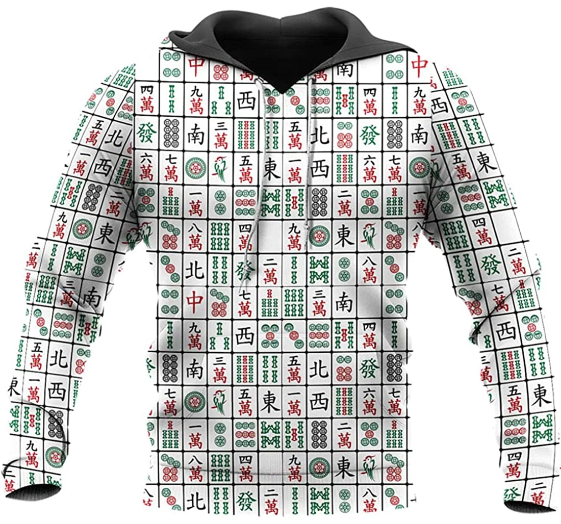 Mahjong Pattern - 3D Printed Pullover Hoodie