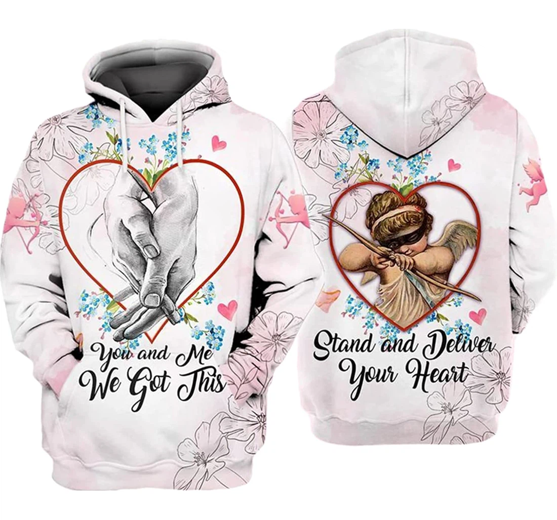 Hand In Hand Valentine You Me We Got This - 3D Printed Pullover Hoodie