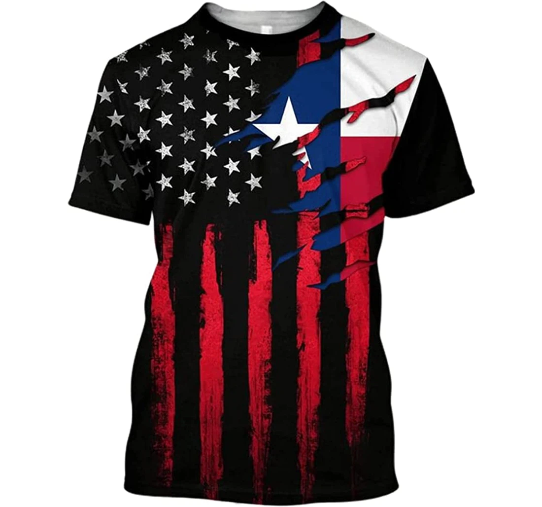 Texas Flag America Red Color - 3D Printed Pullover Hoodie