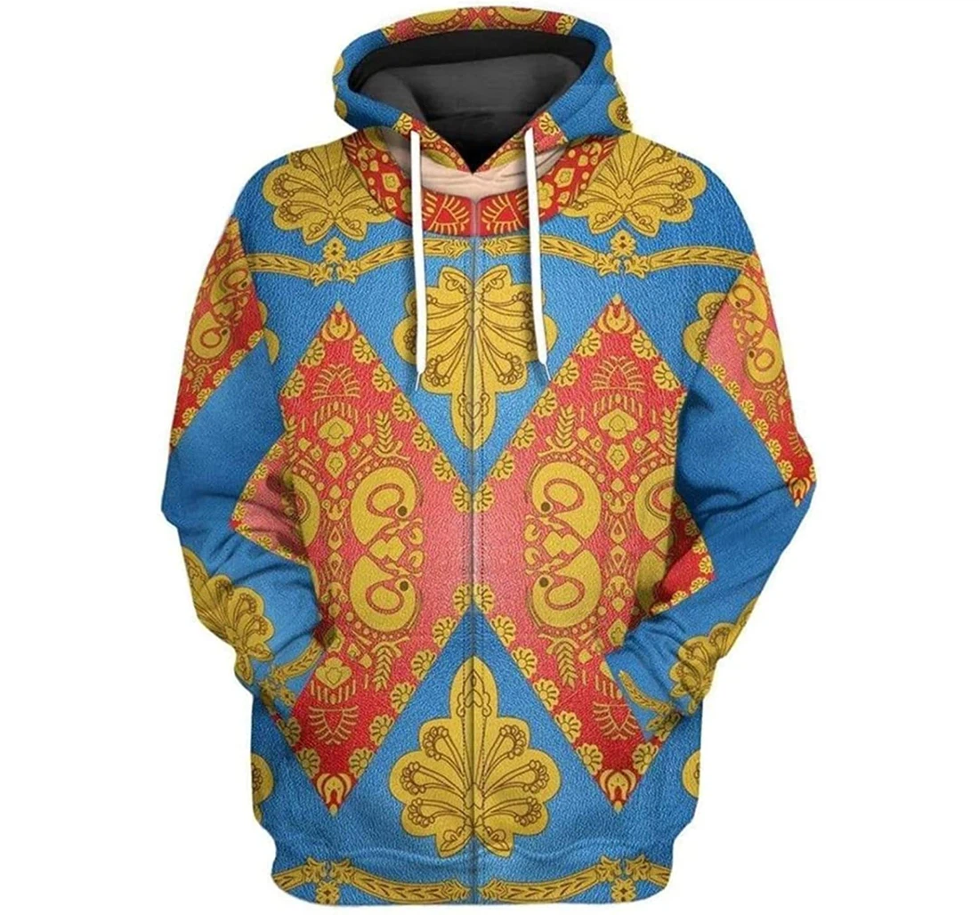 Blue And Yellow Pattern And - 3D Printed Pullover Hoodie