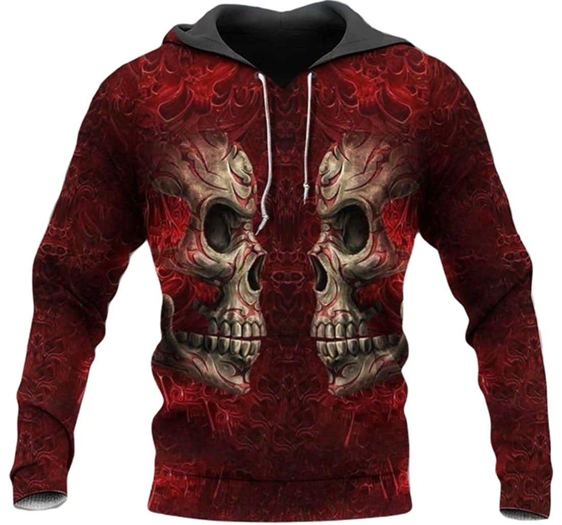 Skull Face To Face Art And - 3D Printed Pullover Hoodie