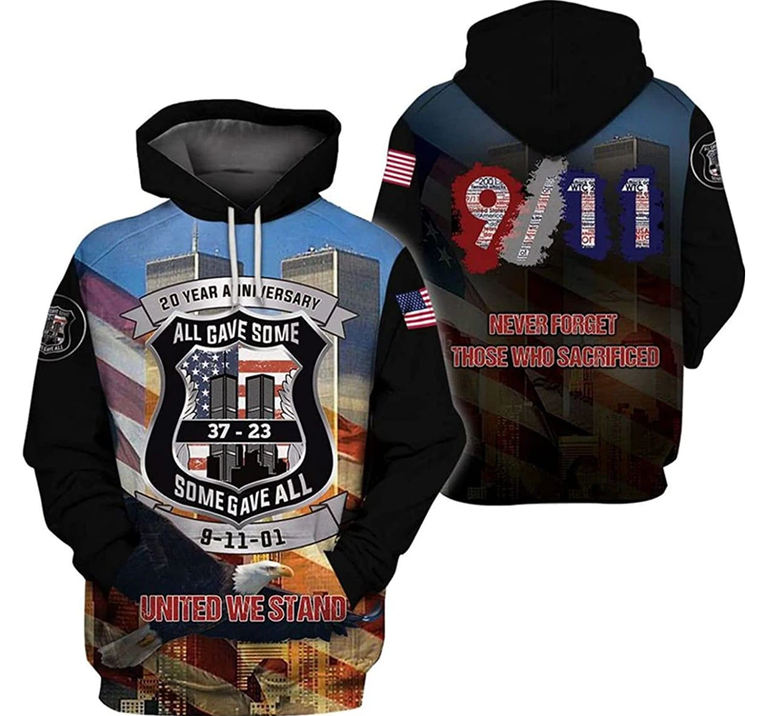 Years Anniversary United We Stand Us Eagle Art Never Forget - 3D Printed Pullover Hoodie