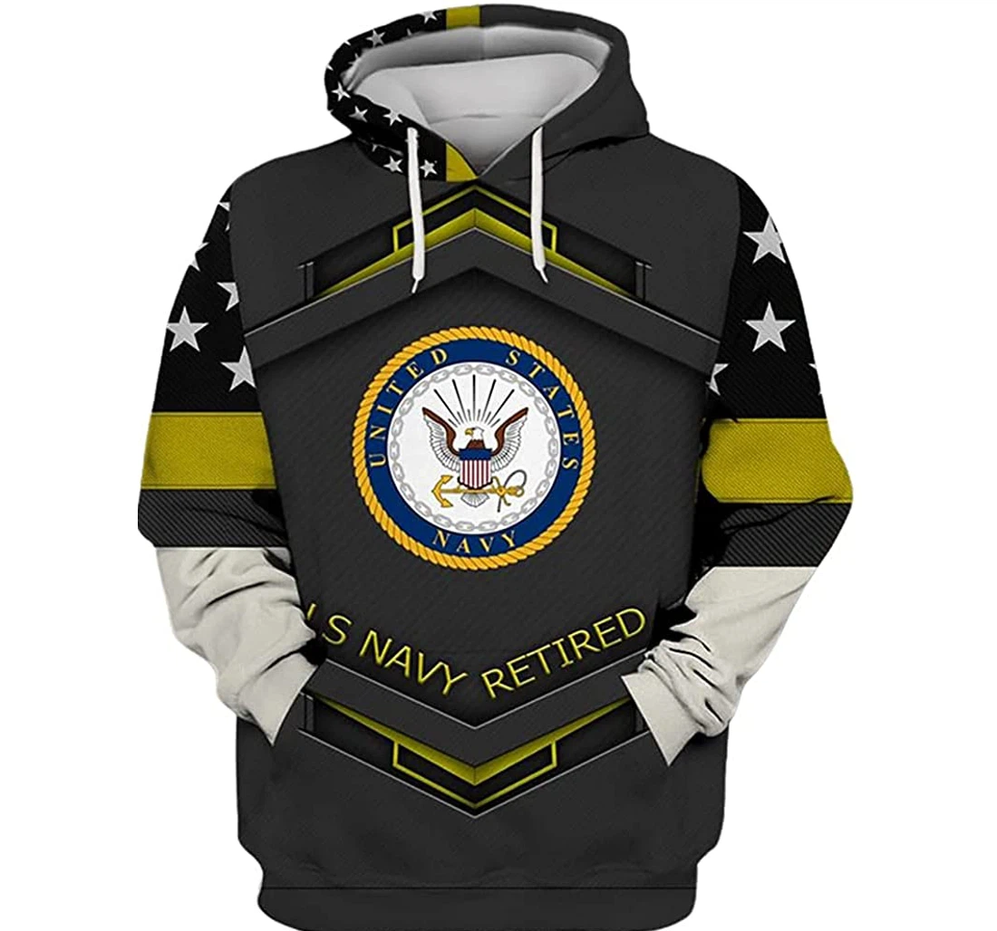 U.s Navy Retired Logo - 3D Printed Pullover Hoodie