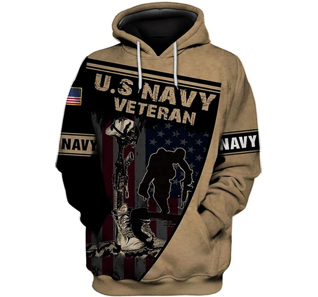 Us Navy Veteran Flag Freedom Isnt Free - 3D Printed Pullover Hoodie