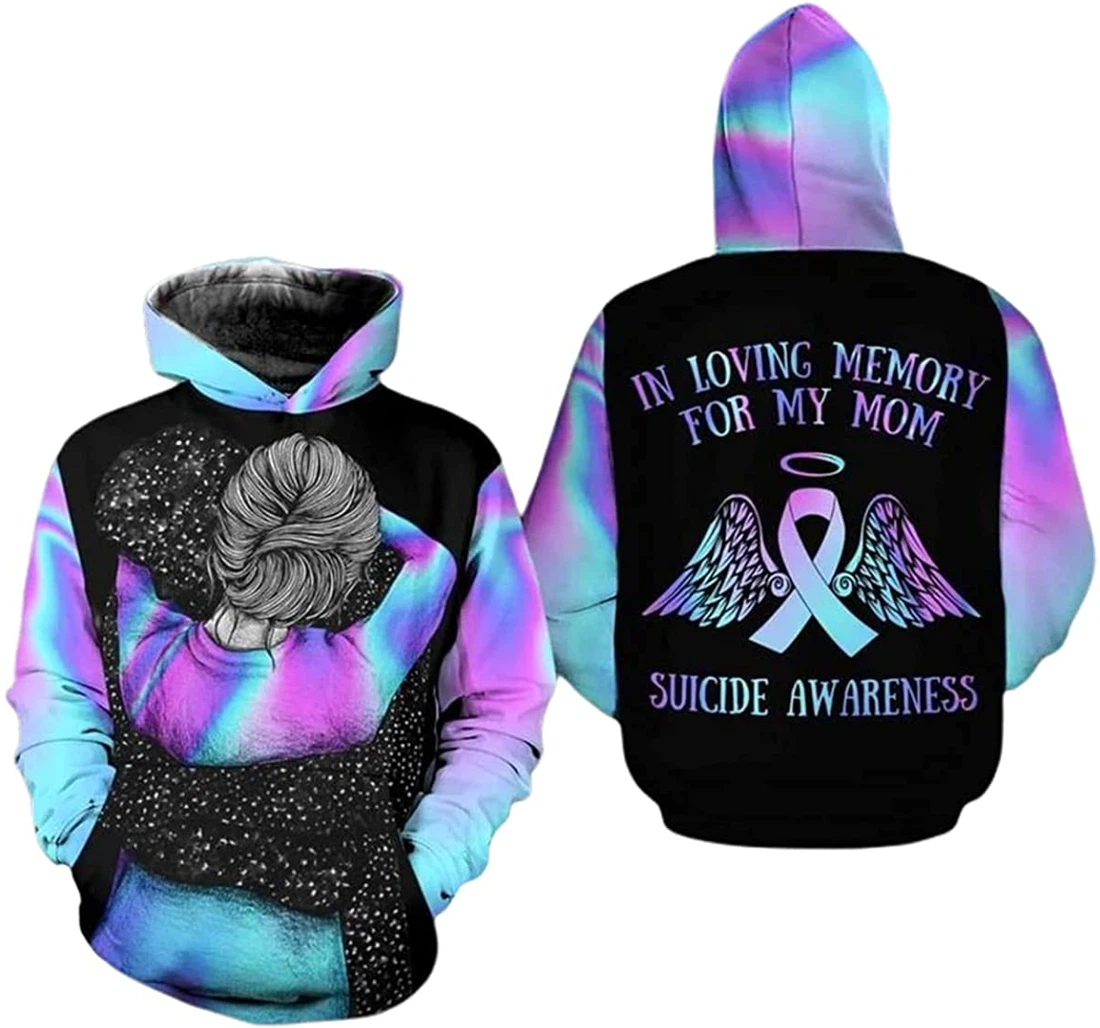 Suiside Awareness In Loving Memory My Mom Hologram Background - 3D Printed Pullover Hoodie