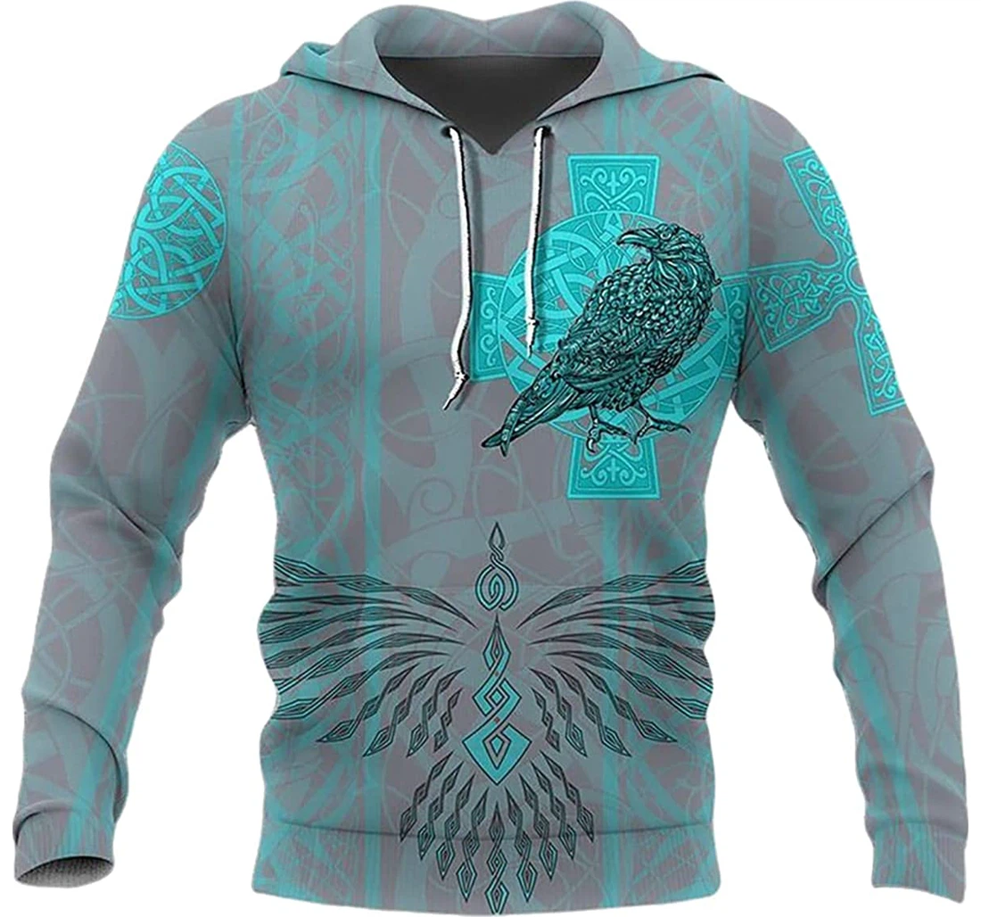 Viking Light Blue Pattern - 3D Printed Pullover Hoodie