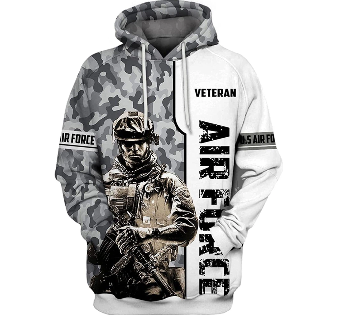 U.s. Air Force Veteran Grey Camo - 3D Printed Pullover Hoodie